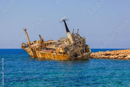 Old ship wreck near coast - Paphos Cyprus