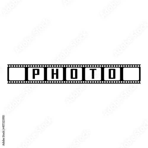 Logotipo con texto photo en tira de película en color negro