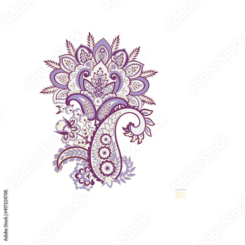 Floral isolated pattern with paisley ornament.