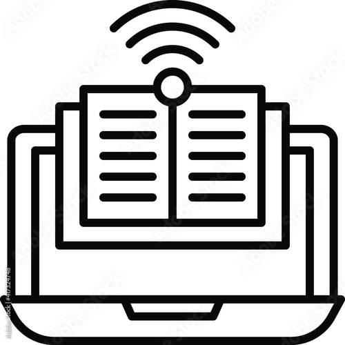 Online Learning Concept, Machine Adoption Vector line Icon Design, Internet of things symbol on white background, IoT and automation stock illustration