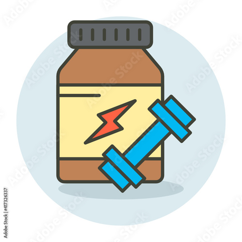 supplement dumbbell exercises Concept Vector color line Icon Design, Gym Fitness symbol on white background, Workout exercise equipment stock illustration