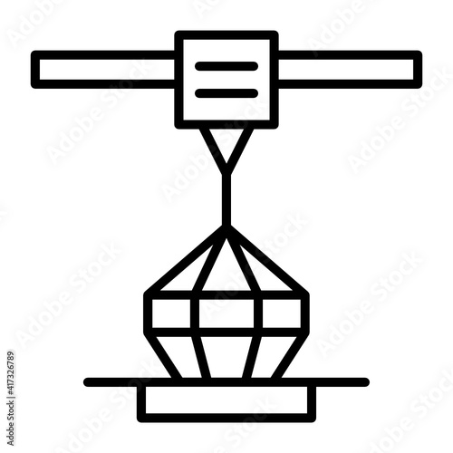 Electron-beam additive manufacturing vector line icon design, Binder jetting concept, additive manufacturing Symbol on white background, 3d printer stock illustration