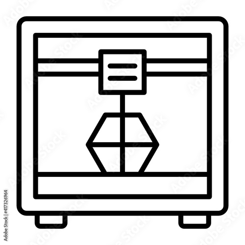 Object being made out of PLA using molten polymer deposition concept vector line icon design, 3D printer head Concept, additive manufacturing Symbol