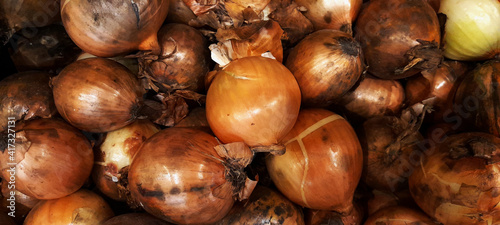 A blurry Pile of Onions Photo