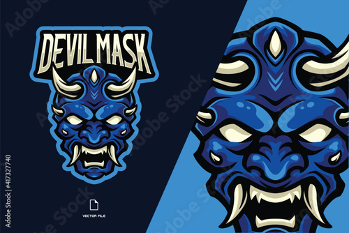 blue devil mascot logo illustration for a game team