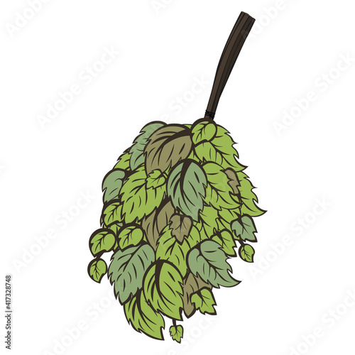 Dry broom for a bath on a white background. Vector illustration