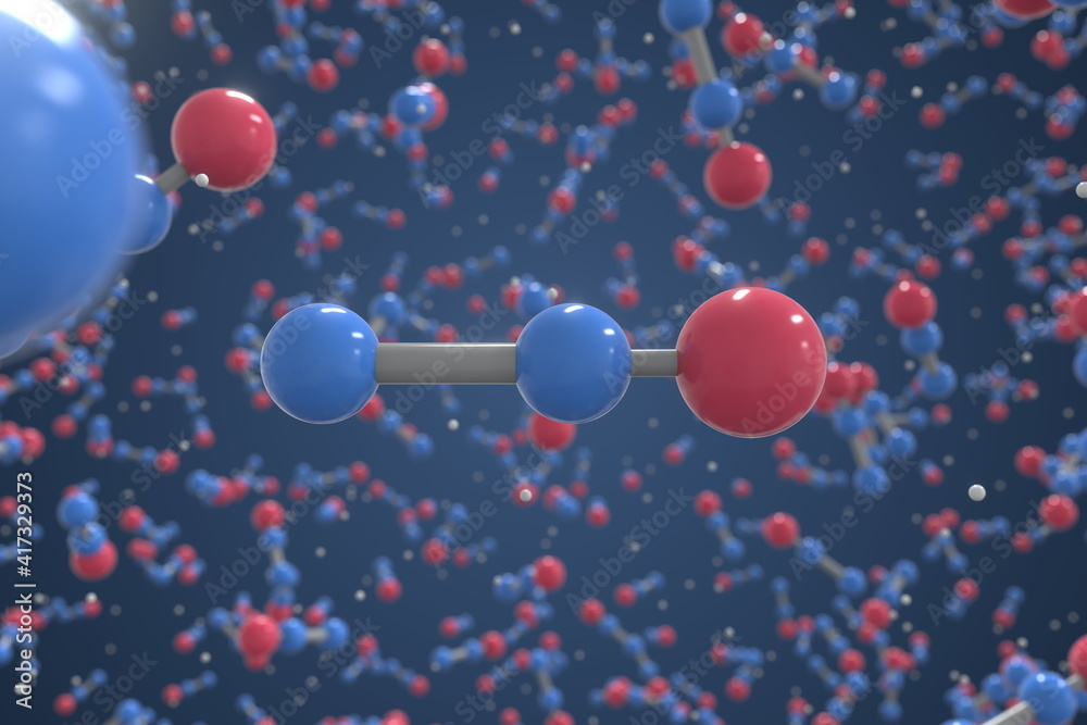 Molecule of Nitrous oxide. Molecular model, science related 3d