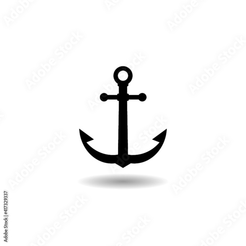 Black Anchor icon with shadow