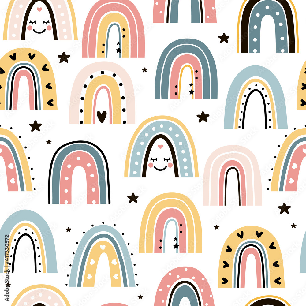 Hand drawn rainbow seamless pattern Hand drawn rainbow seamless pattern