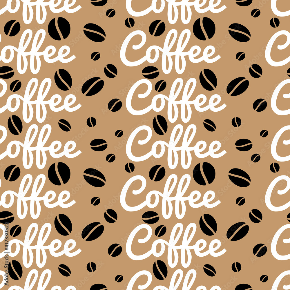Coffee seamless pattern design. Decorate text in brown colors. Coffee seamless pattern design. Decorate text in brown colors.