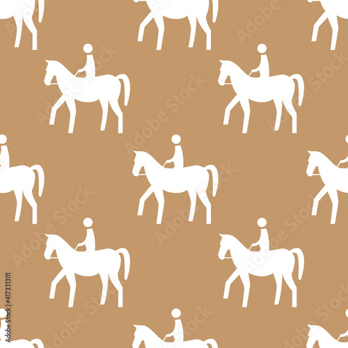 Horse pattern design. Horse with girl rider in cartoon style. Vector illustration.