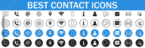 Collection of Business symbols. Contact us signs. Location and contact icons. Simple symbols. Vector illustration. EPS 10
