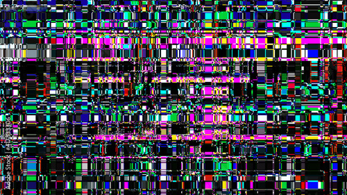 Glitch background. Unusual glitch vector backdrop. Computer screen error. Digital pixel noise. Television signal fail. Data decay. Monitor technical problem.
