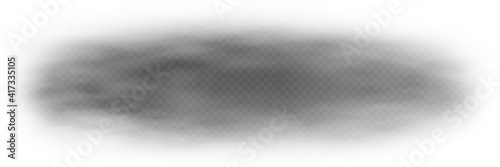 Fog on transparent background, vignette. Panoramic image, vector background. 