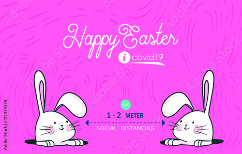Rabbit easter egg hunt at coronavirus time