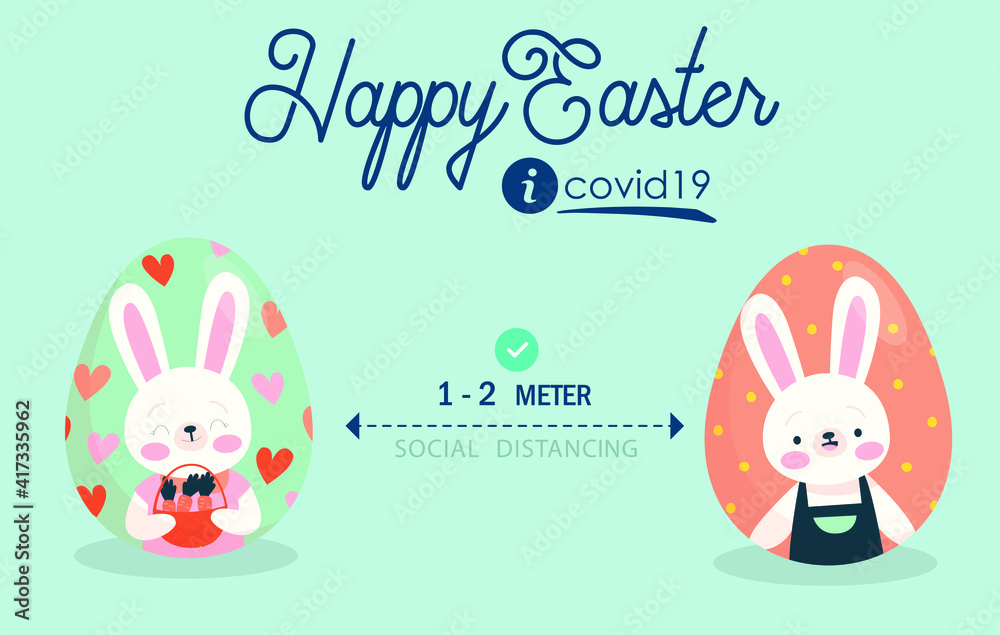 Rabbit easter egg hunt at coronavirus time