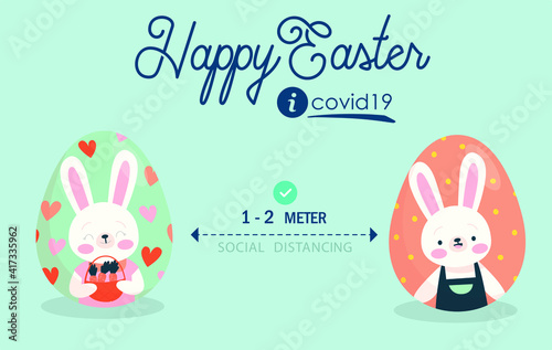 Rabbit easter egg hunt at coronavirus time