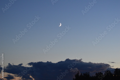 moon in the sky in the evening