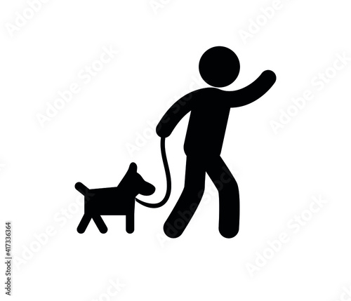 Man carrying a dog vector icon. Editable stroke. Symbol in Line Art Style for Design, Presentation, Website or Apps Elements, Logo. Pixel vector graphics - Vector