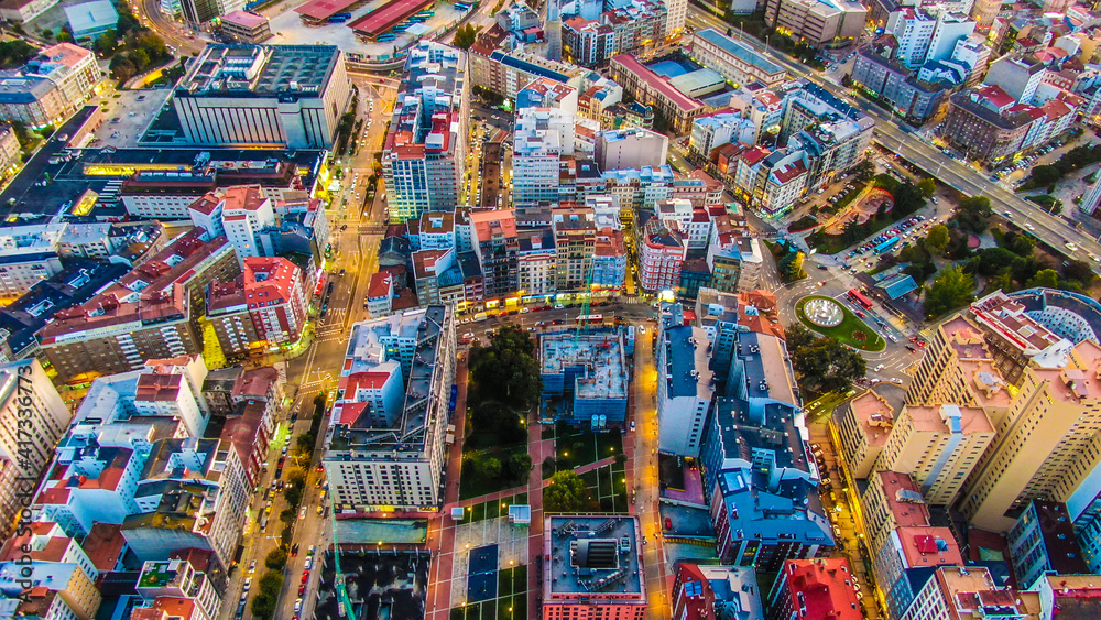 Fototapeta premium Fábrica de Tabacos, Plaza de la Palloza, Cuatro caminos, A Coruña, Galicia 