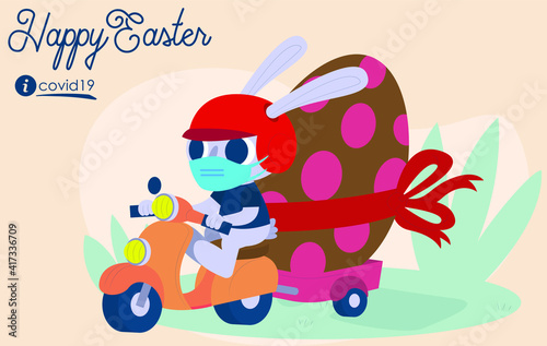 Happy easter characters covid coronavirus