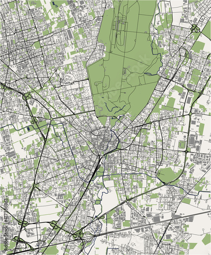 map of the city of Monza, Lombardy, Italy