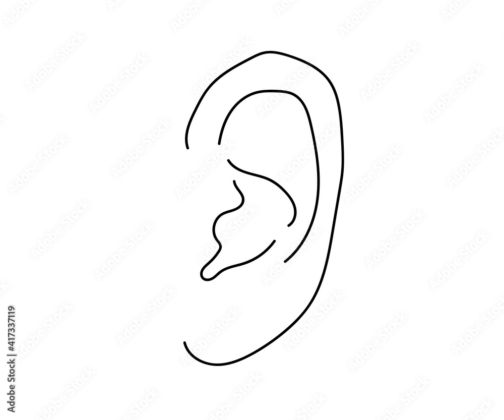 Human ear on a white background. Symbol. Vector illustration. Human ear on a white background. Symbol. Vector illustration.