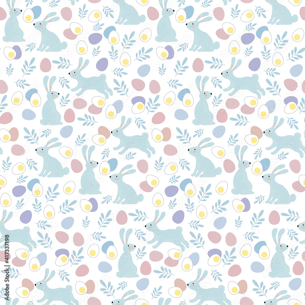 Seamless vector easter bunny pattern. Rabbit and eggs endless background. EPS 10 Seamless vector easter bunny pattern. Rabbit and eggs endless background. EPS 10