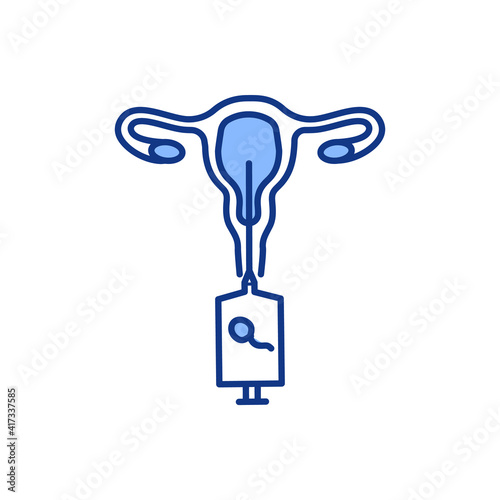 Artificial insemination RGB color icon. Pregnancy achieving. Vivo fertilization. Intentional sperm introduction into female cervix. Infertility treatment method. Isolated vector illustration