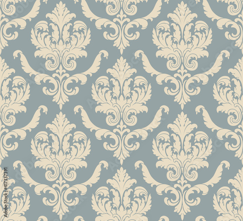 Damask seamless pattern element. Vector classical luxury old fashioned damask ornament, royal victorian seamless texture for wallpapers, textile, wrapping. Vintage exquisite floral baroque template.