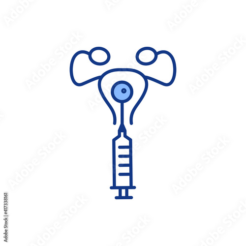 Embryo transfer RGB color icon. Vitro fertilization. Implantation into uterus. Assisted reproduction process. Embryo donor. Woman ovaries stimulation. Egg retrieval. Isolated vector illustration