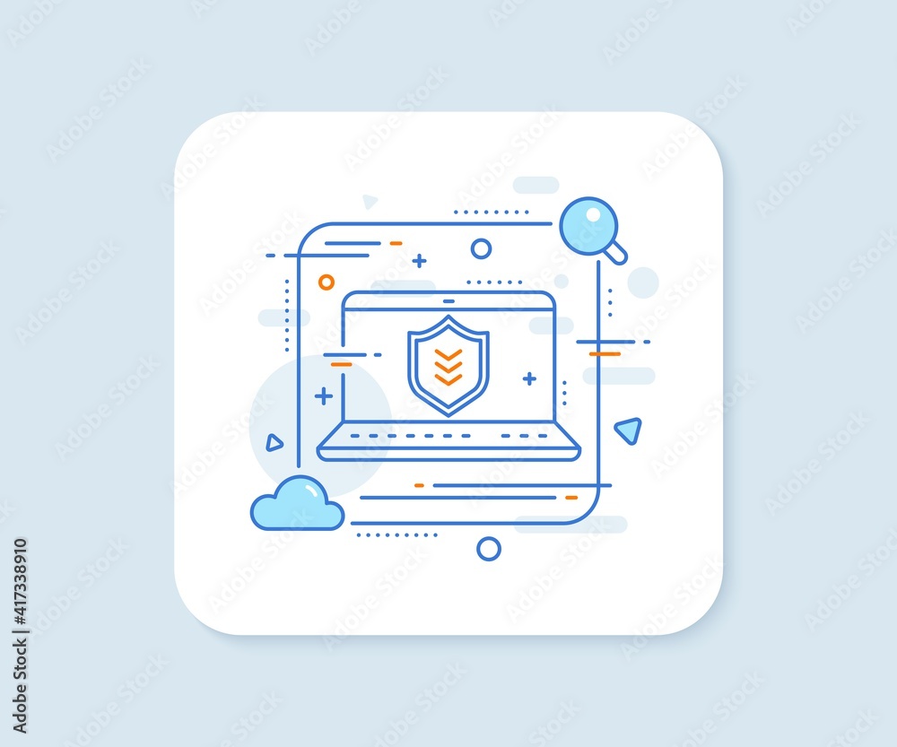 Shield line icon. Abstract vector button. Protection symbol. Business security sign. Shield line icon. Laptop concept badge. Vector Shield line icon. Abstract vector button. Protection symbol. Business security sign. Shield line icon. Laptop concept badge. Vector