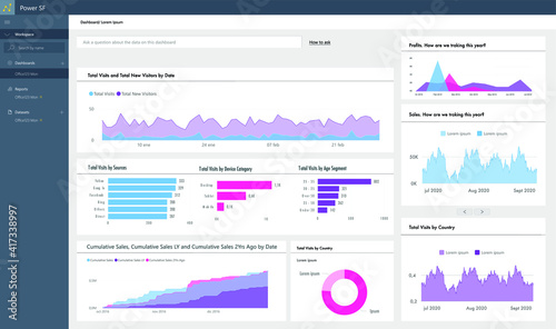 Business blue dashboard