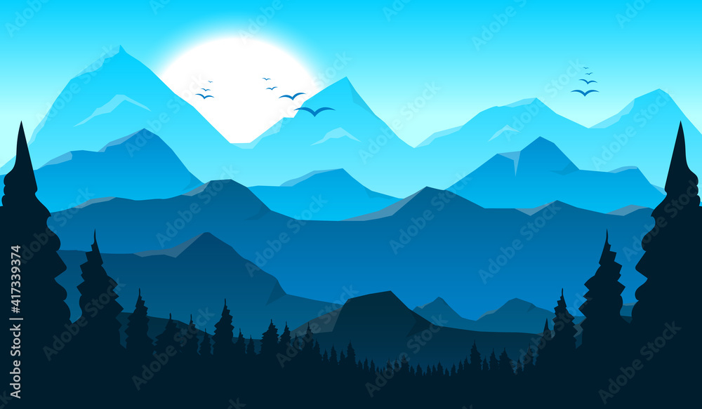 Mountain beautiful landscape background vector design illustration

