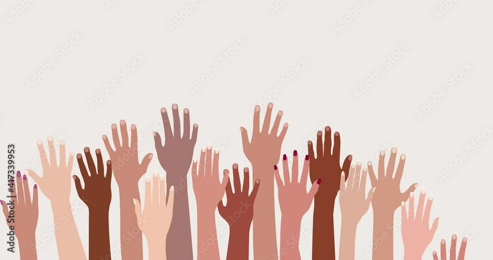 Illustration of hands on top of each other in a circle of multiethnic people. Teamwork businesspeople diversity. Men women boys girls. Friendship. Different cultures. Cooperation. Copy space Illustration of hands on top of each other in a circle of multiethnic people. Teamwork businesspeople diversity. Men women boys girls. Friendship. Different cultures. Cooperation. Copy space