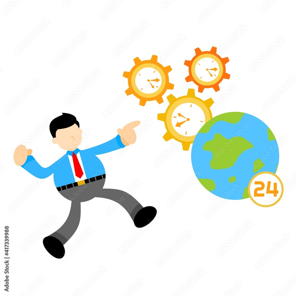 businessman worker world globe time clock zone cartoon doodle flat design style vector illustration businessman worker world globe time clock zone cartoon doodle flat design style vector illustration