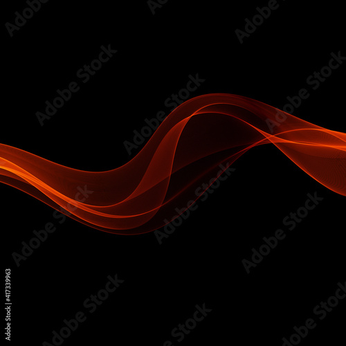 Vector Abstract shiny color red wave design element on dark background. Design element
