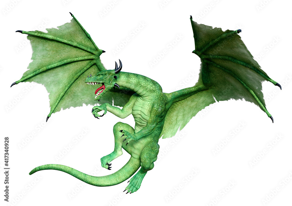 Fototapeta premium 3D Rendering Fairy Tale Dragon on White