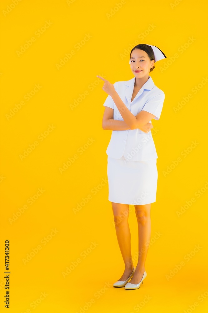 Portrait beautiful young asian thai nurse in many action Portrait beautiful young asian thai nurse in many action