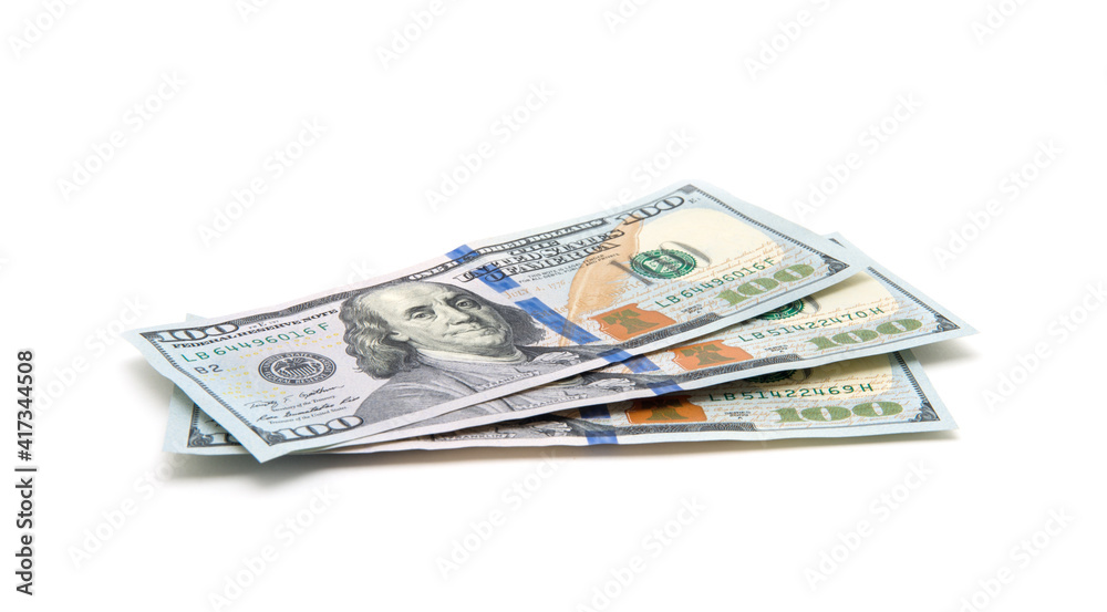 American dollars on white background American dollars on white background
