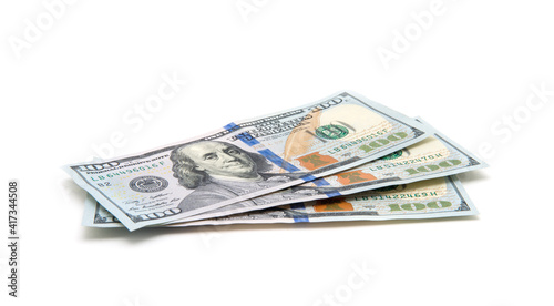 American dollars on white background