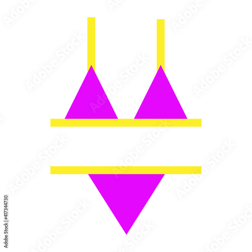 Vector illustration of summer holidays attributes on background. Bikini swimsuit icon.	