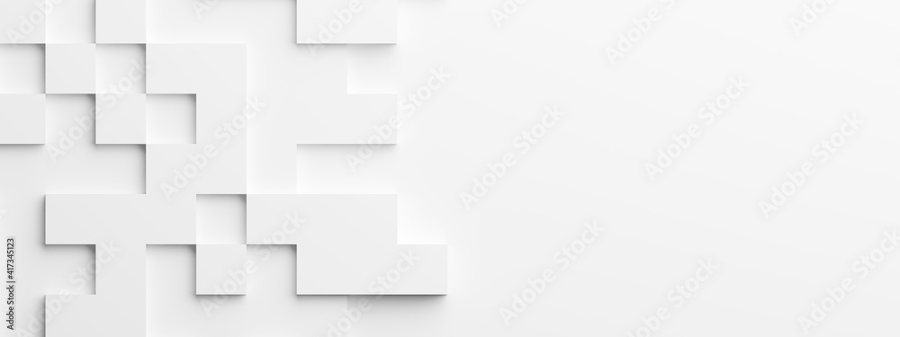 Shifted white cube boxes block background wallpaper banner with copy