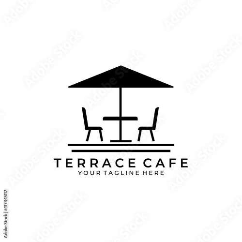 Terrace cafe vintage logo vector illustration design