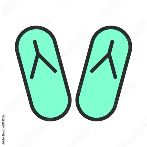 Vector illustration of summer holidays attributes on background. Flip-flops icon.	
