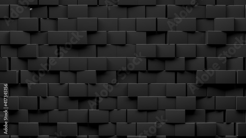 Fototapeta Naklejka Na Ścianę i Meble -  Random shifted  black cube boxes block background wallpaper