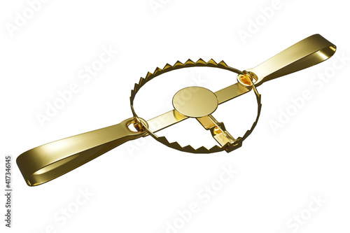 Golden trap isolated on white background (without shadow). 3d illustration