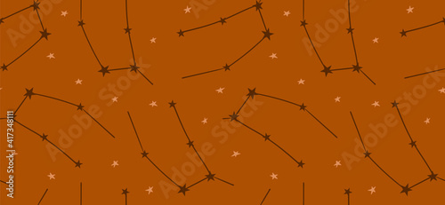 Zodiac sigh Gemini. Seamless vector pattern. Astrology illustration. Scandinavian boho background.