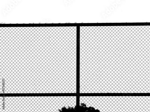 decorative wire mesh of fence isolated on white background