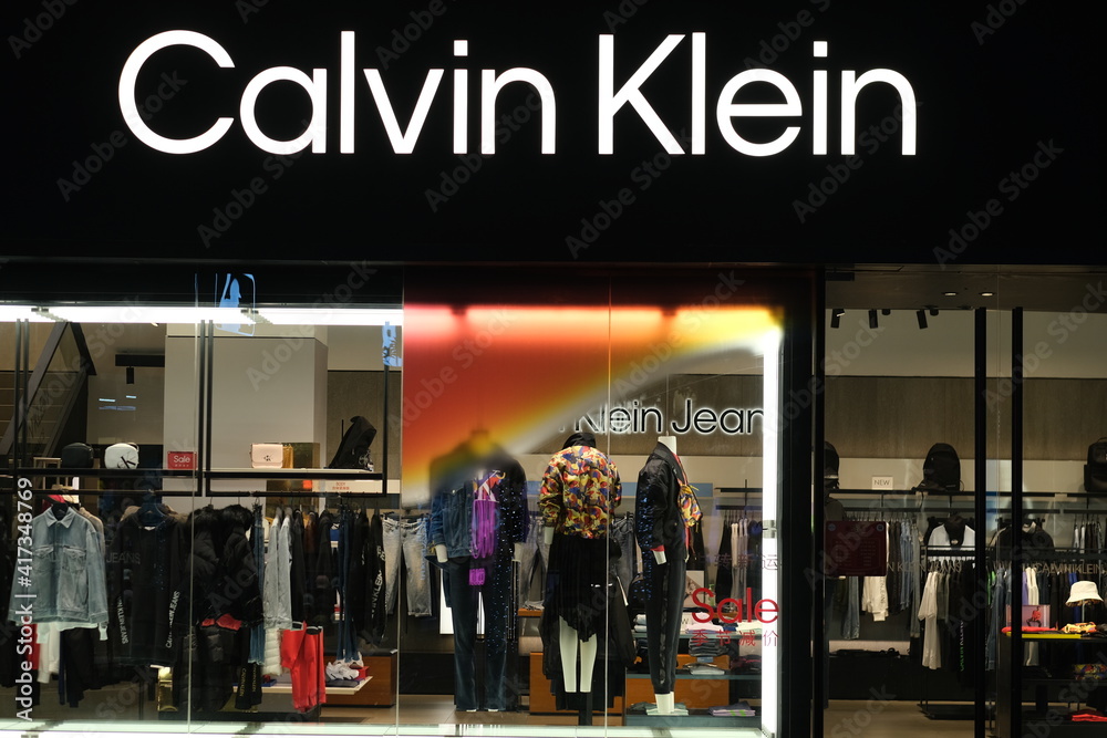 Shanghai.China-Feb. 2021: Facade of CALVIN KLEIN store at night. An  American fashion brand Stock Photo | Adobe Stock